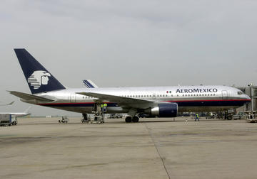 AeroMexico plane sitting at Gate
