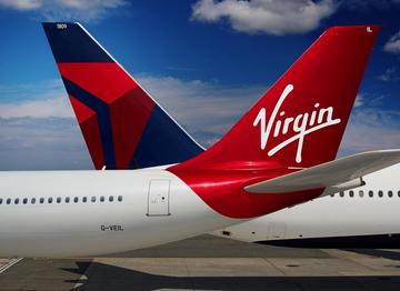 Virgin and Delta Tail of Aircraft 