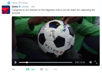 Tweet of Nigerian soccer team signing ball