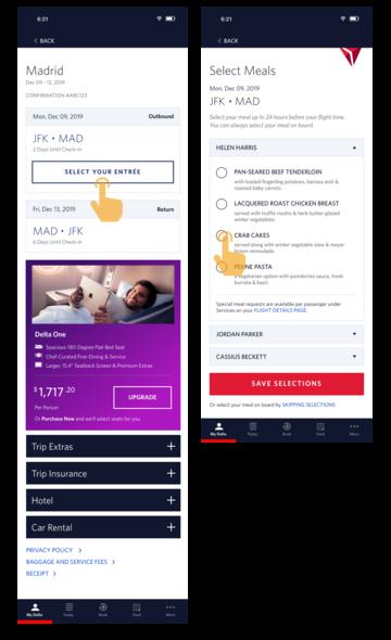 delta one pre select meals
