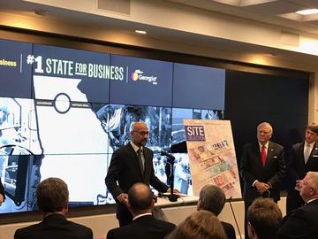 S.V.P. Rahul Samant shared Delta's perspective on the award at the press conference Monday where Gov. Deal accepted the distinction