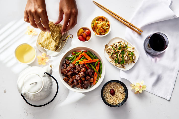 Chinese meal, specially curated for Delta by renowned chef Jereme Leung
