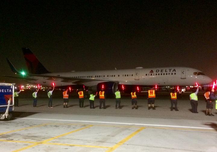 Delta flight arrives at LAX
