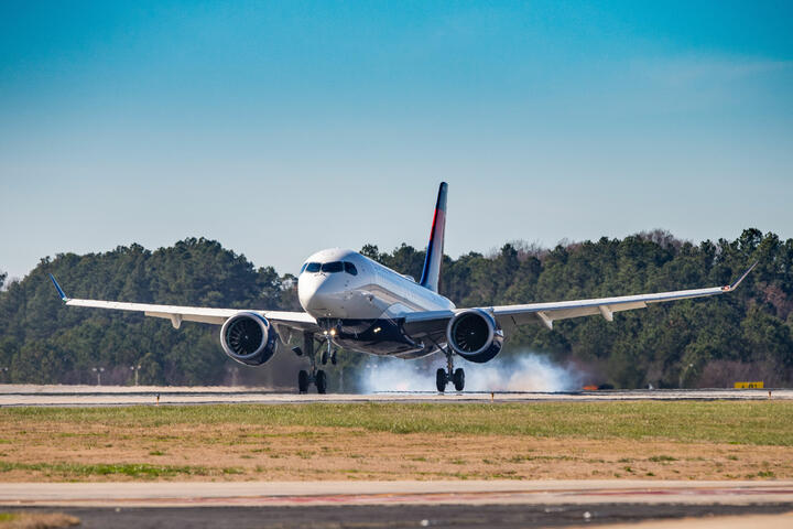 A220-100 on runway