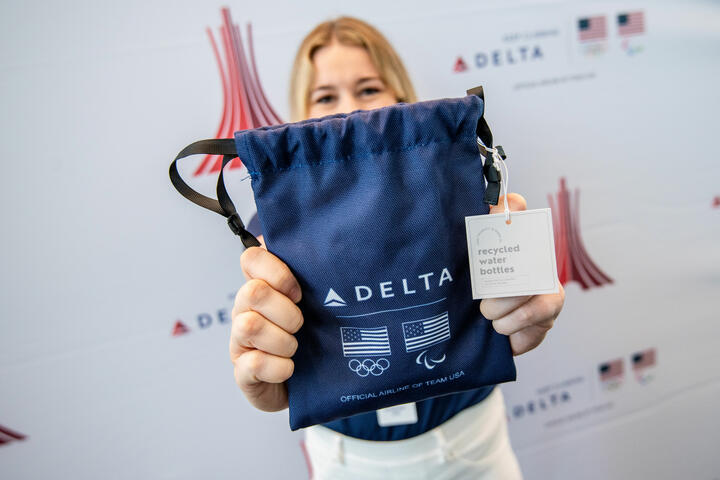 Delta people, customers and friends celebrate the departure of Delta Flight 290 from Los Angeles International Airport (LAX) to Paris Charles de Gaulle Airport (CDG).