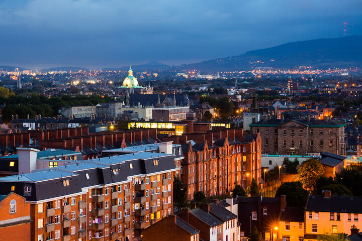 A view over the skyline of Dublin City looking towards Rathmines.