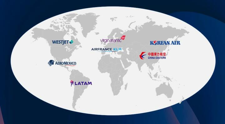 A map showing Delta's global partners