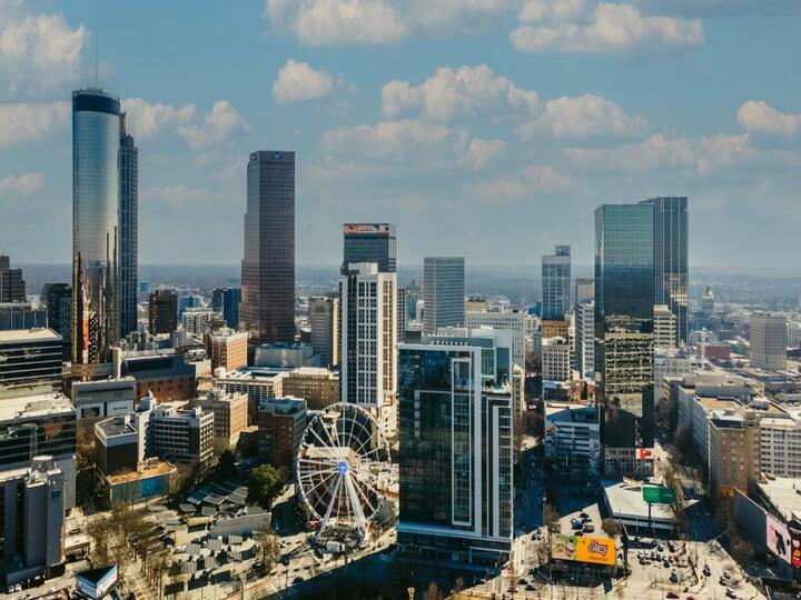 A drone view of Downtown Atlanta