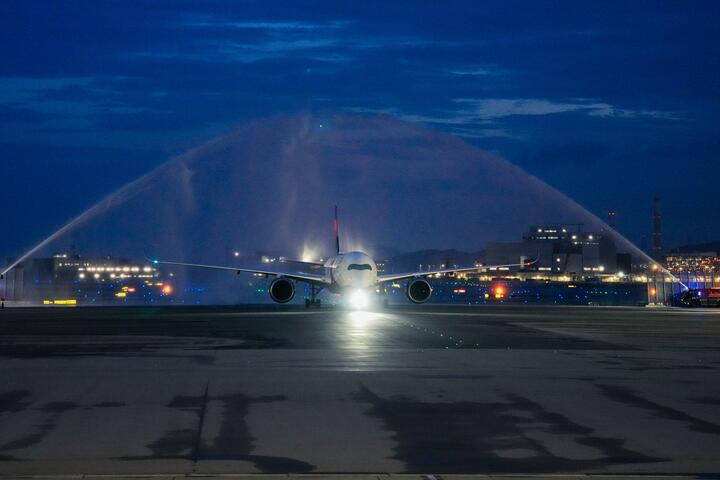 Water cannon at HKG