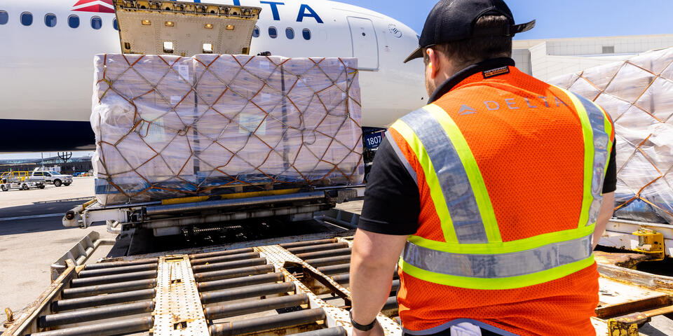 Delta receives a shipment of baby formula at Boston Logan Airport on June 20.