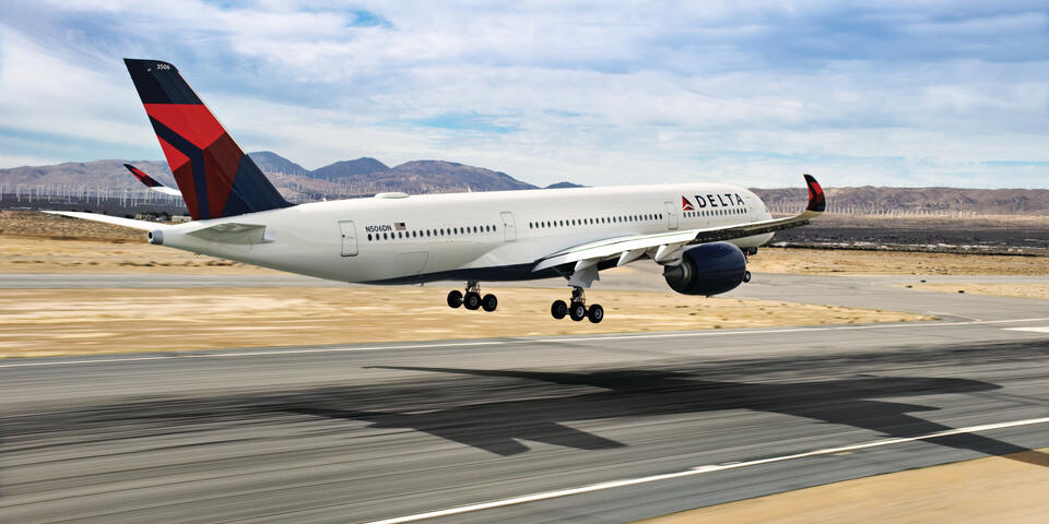 A350-900 taking off on the runway