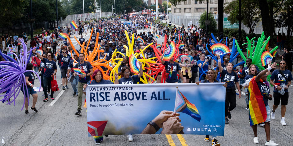 Over 700 Delta people from across the enterprise participated in the annual Atlanta Pride Festival and Parade coinciding with National Coming Out Day.