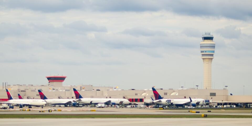 Delta planes parked at Hartsfield-Jackson Atlanta International Airport