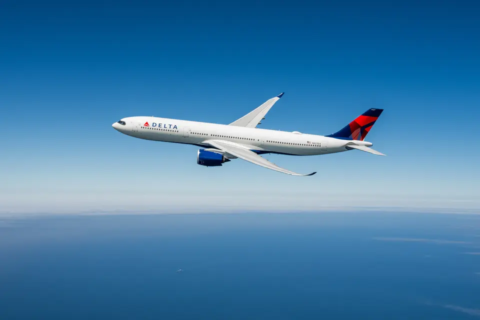 An Airbus A330-900neo in flight against a blue sky