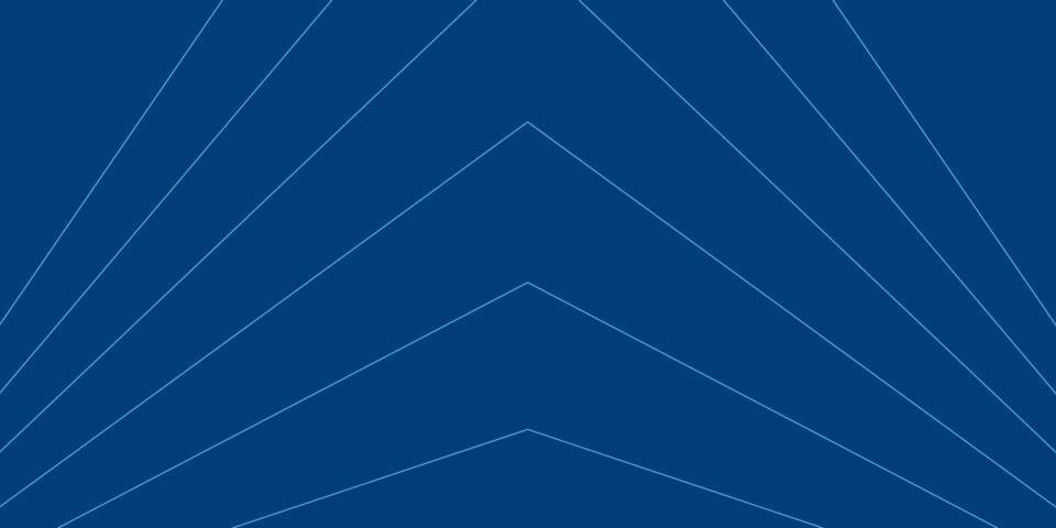 Abstract blue graphic with thin angled lines forming a symmetrical, layered chevron pattern
