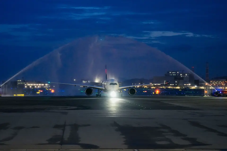 Water cannon at HKG