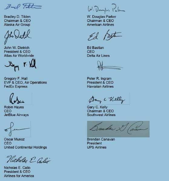 airline ceo signatures