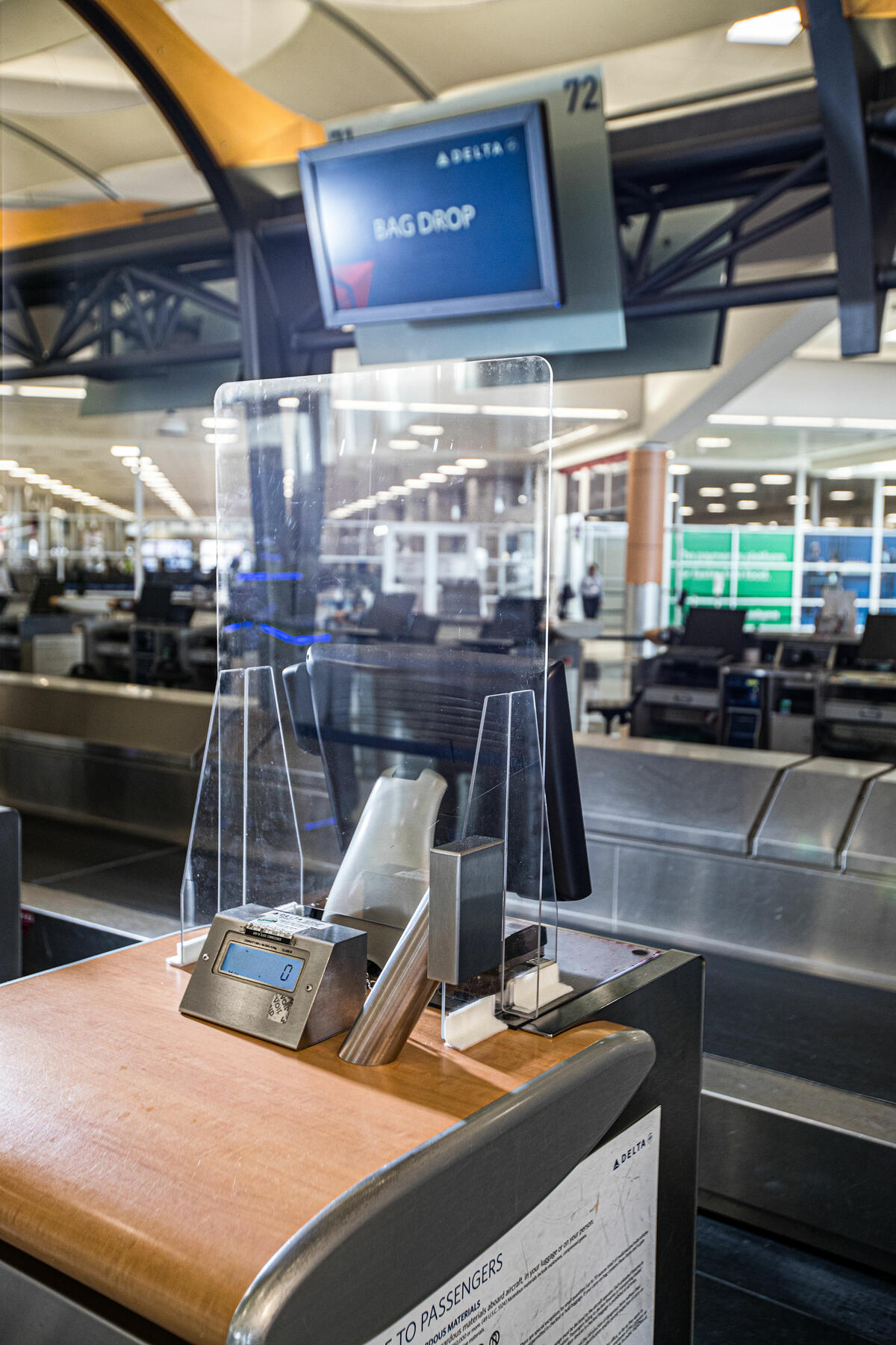 Plexiglass check-in lobby