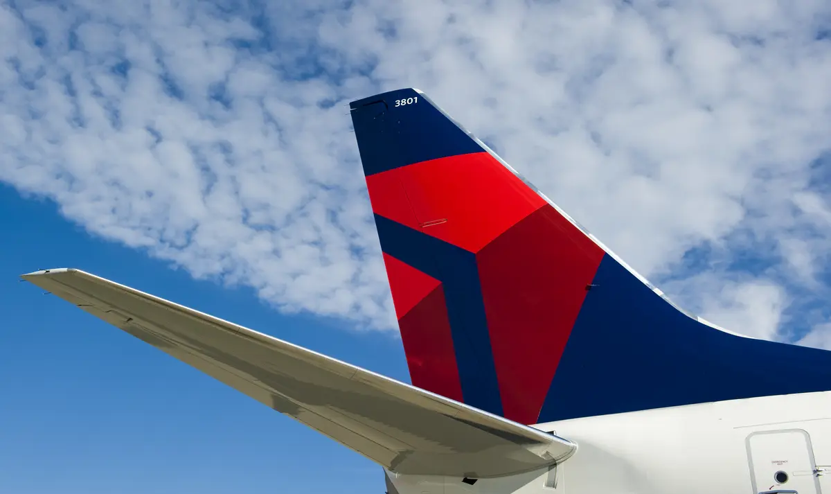 Delta plane tail blue sky