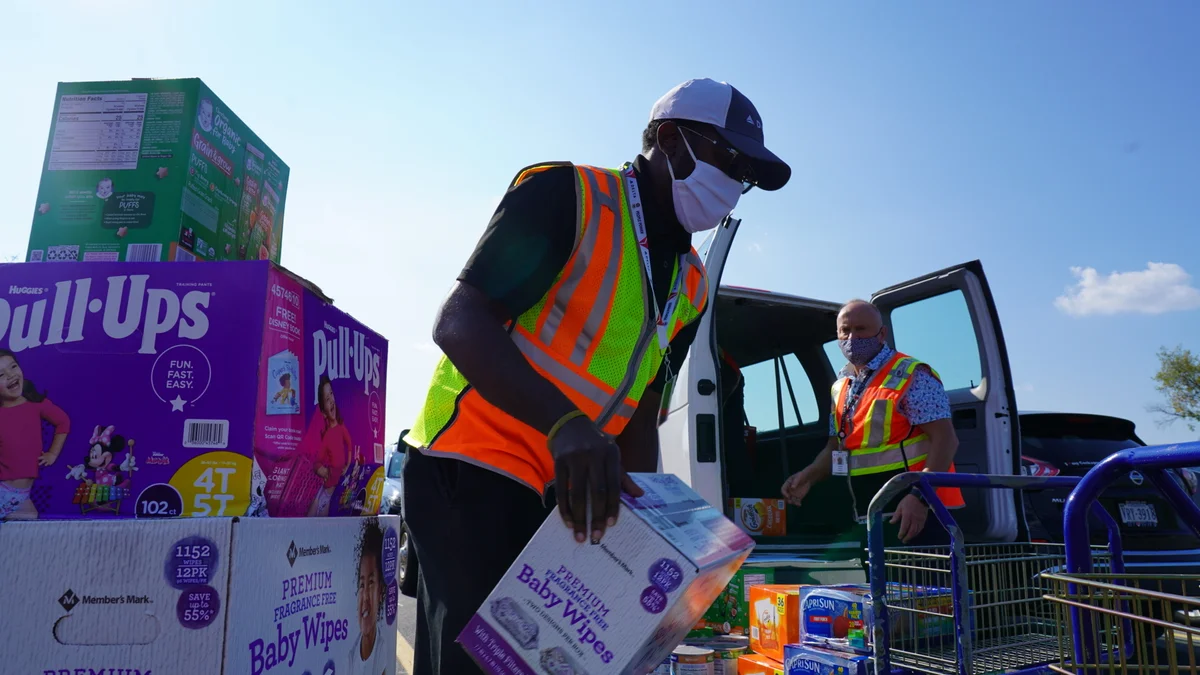 Delta employees gather supplies for incoming evacuees from Afghanistan.