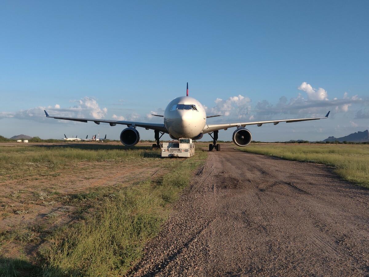 A plane is parked in Marana, Arizona.