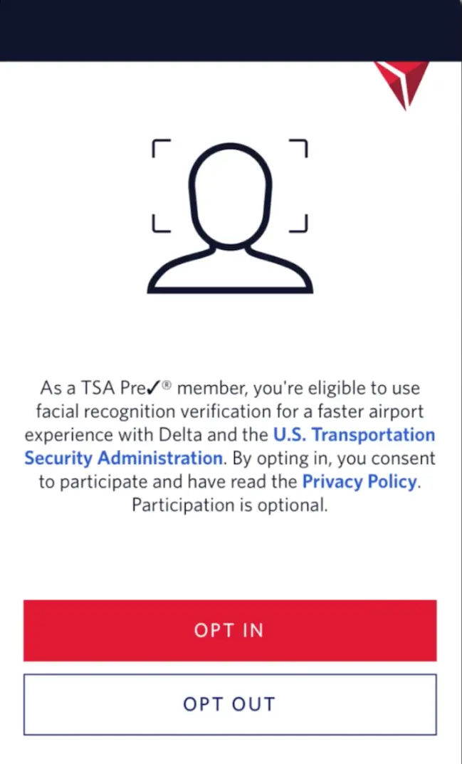 TSA facial recognition signage