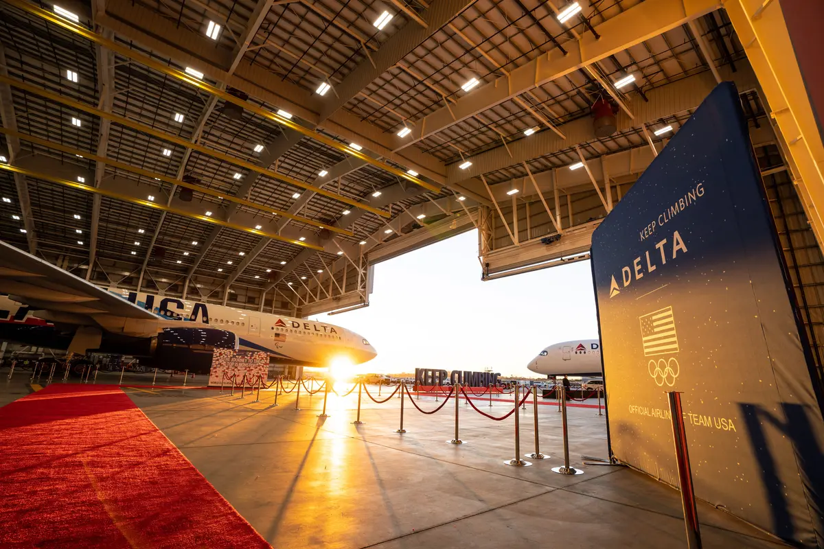 Team USA Sendoff A330 Livery LAX Hangar