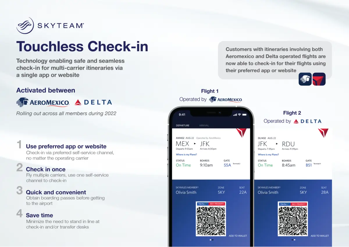 Delta and Aeromexico SkyTeam Touchless Check in