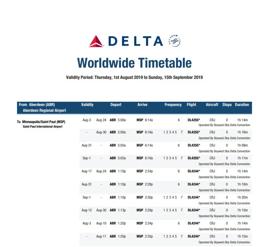 2019 Timetable