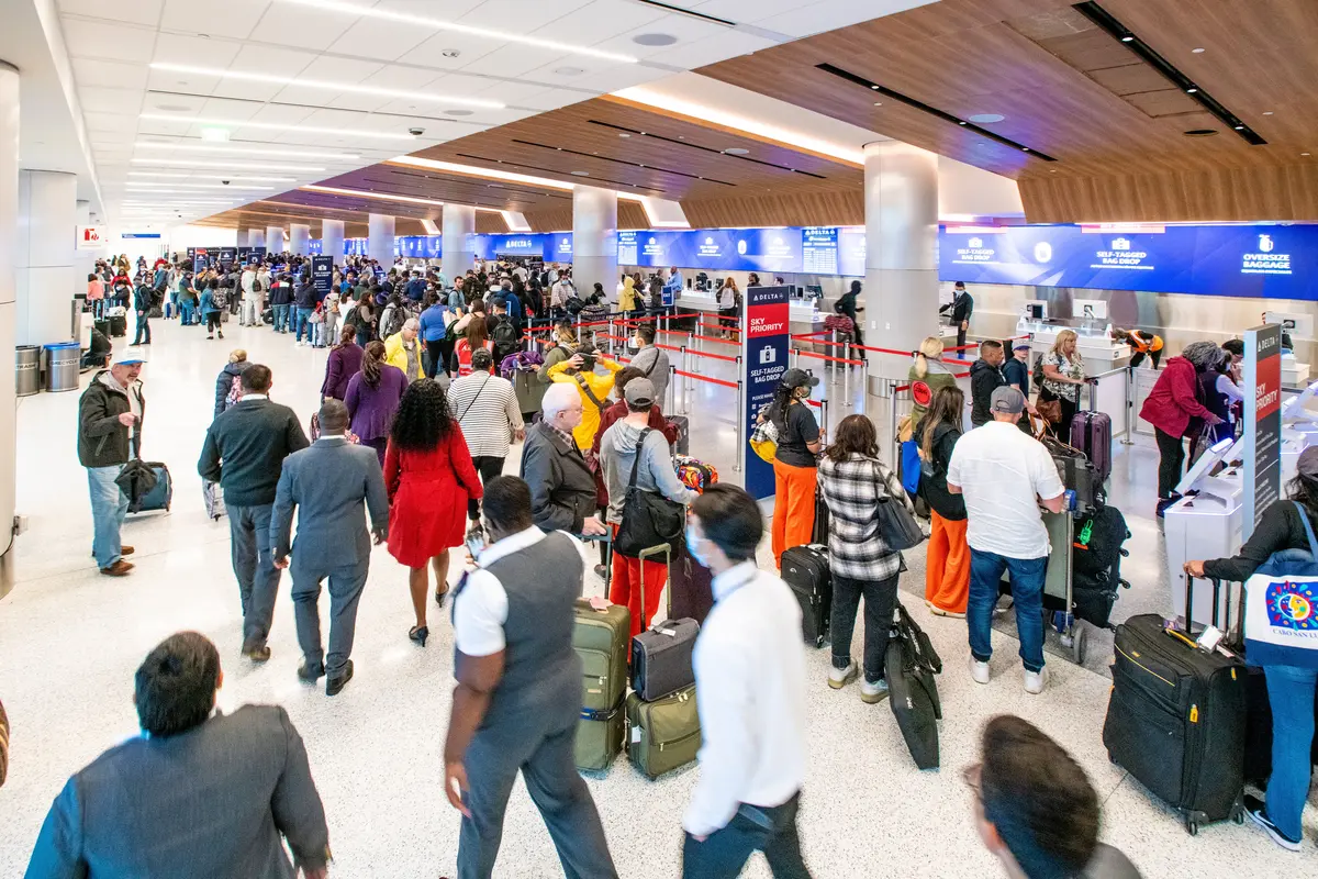 Customers at the new Delta Sky Way at LAX.