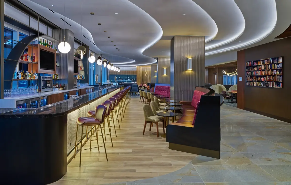 The premium Club bar extends to the year-round outdoor Sky Deck. 