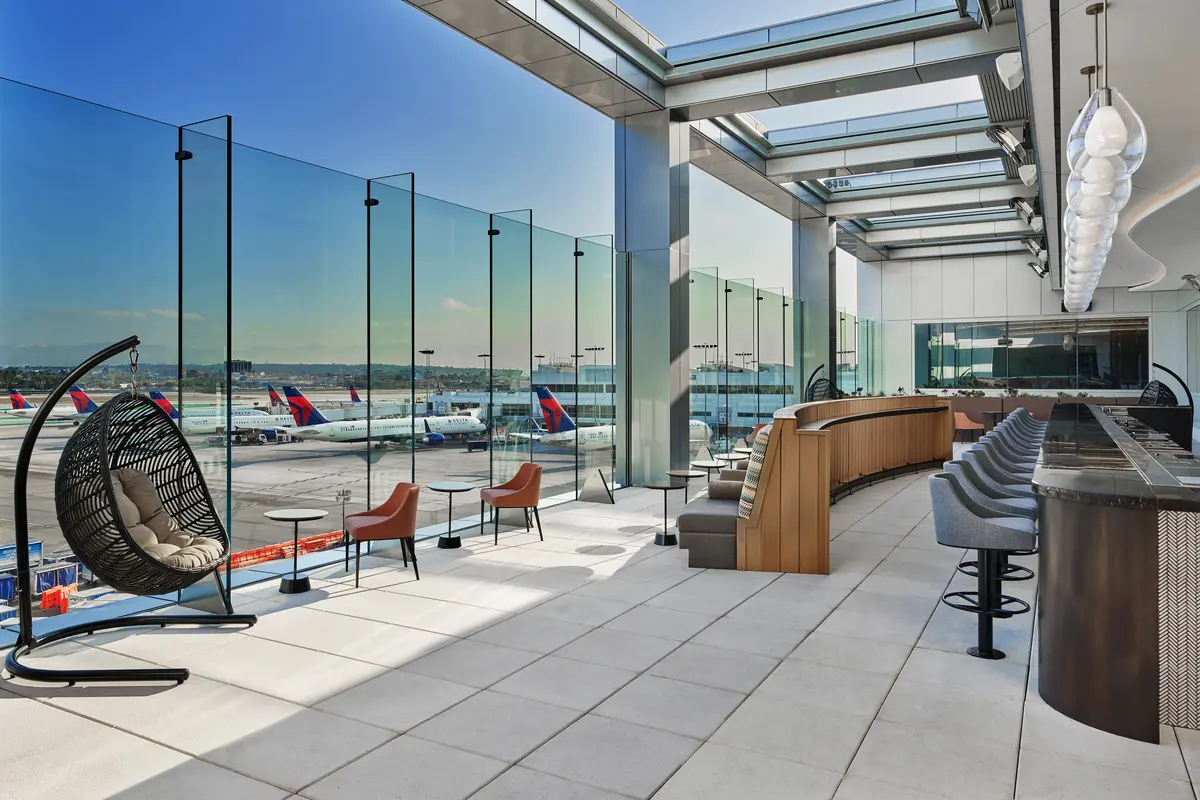 The crown jewel of the Club is the Sky Deck, a year-round, all-weather terrace where guests can enjoy drinks from the premium bar and panoramic views of downtown Los Angeles and the Hollywood Hills.