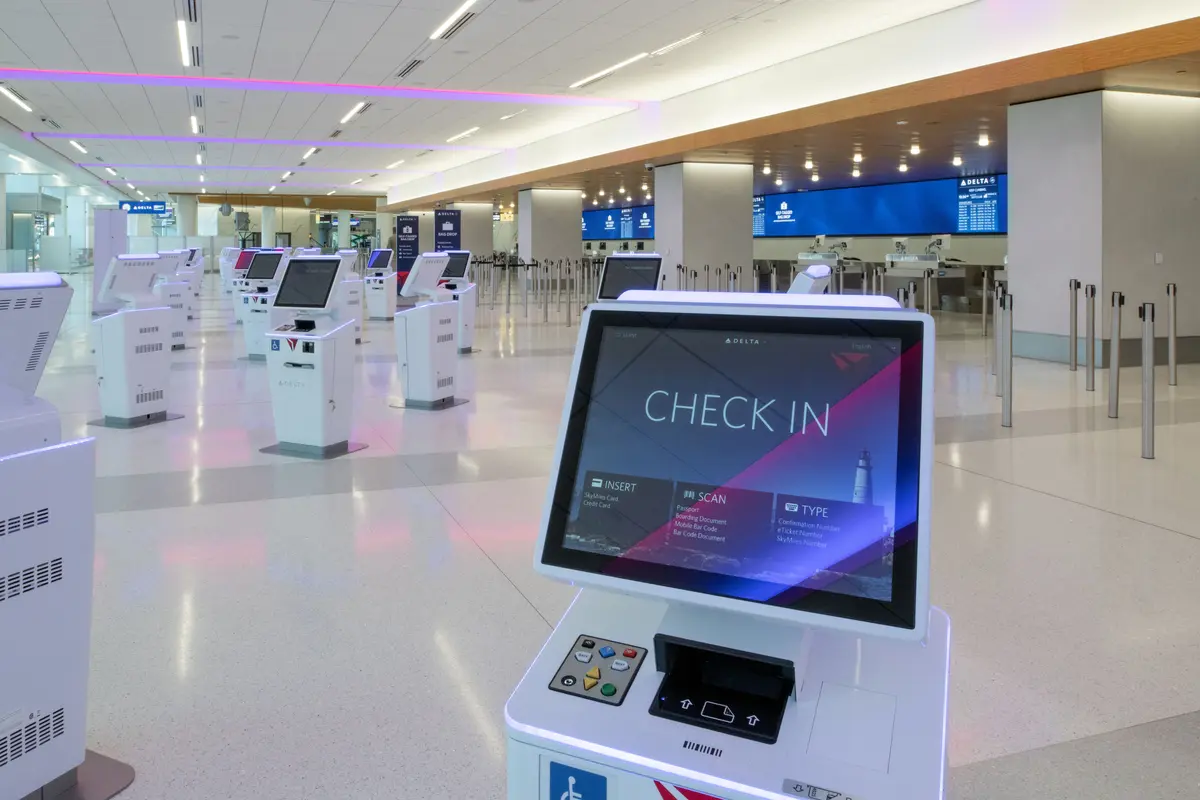 Check-in area at Delta’s LaGuardia terminal