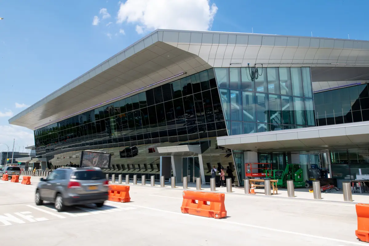 Exterior view of Delta's terminal at LaGuardia, daytime