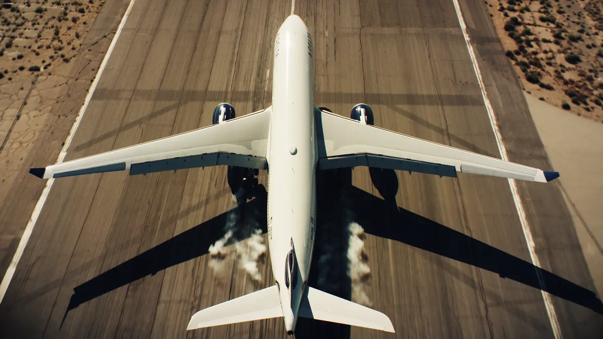 A330-300 taking off on the runway