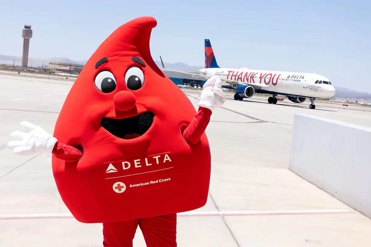 American Red Cross mascot at a Delta blood drive in Tucson, Arizona