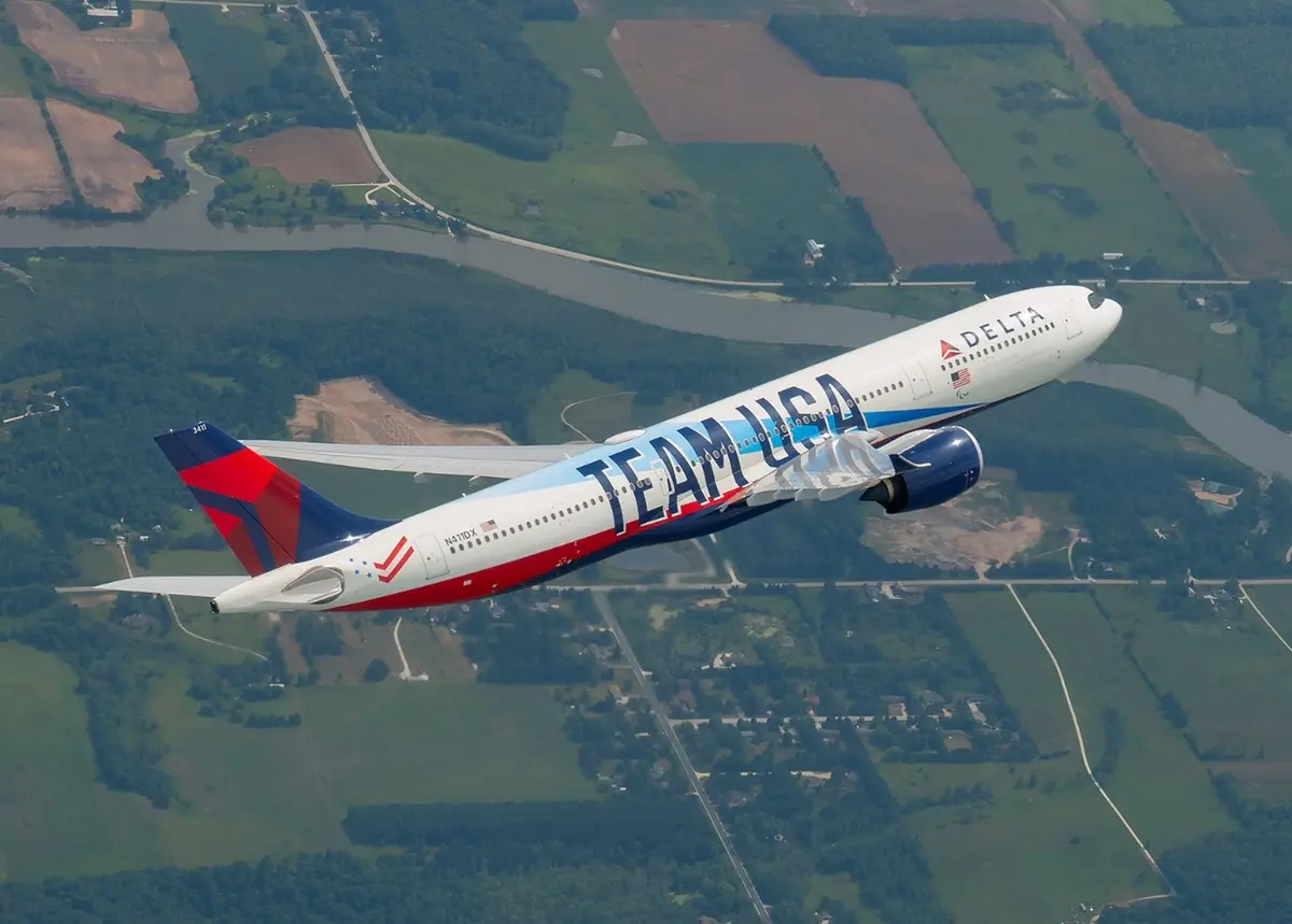 Team USA 2022 plane in the air