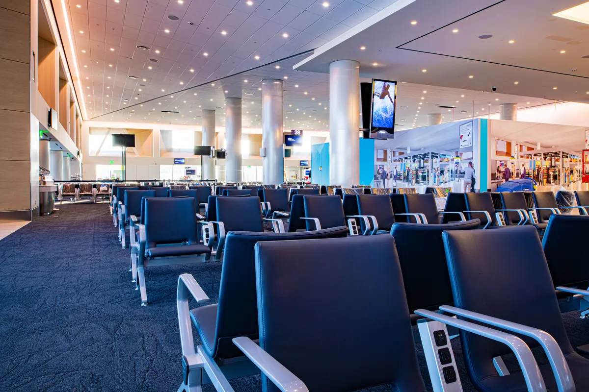 Spacious seating at Delta's new T3 facility at LAX