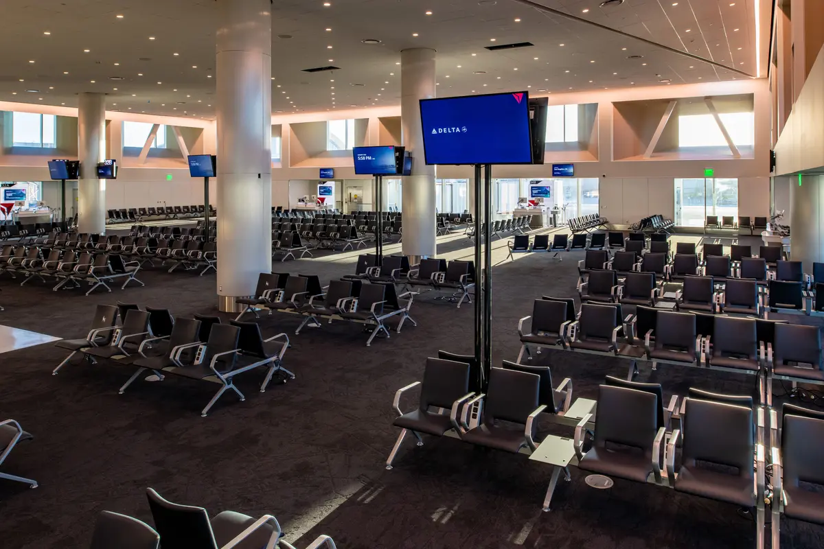 Spacious seating at Delta's brand-new T3 facility at LAX