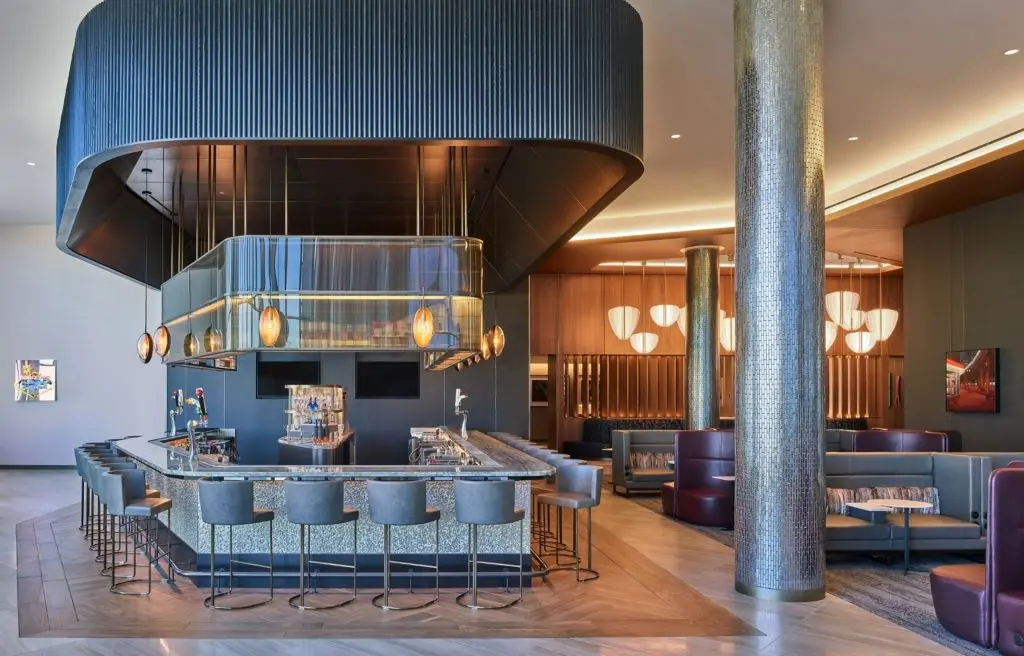 New Delta Sky Club at O'Hare Airport features modern touches.