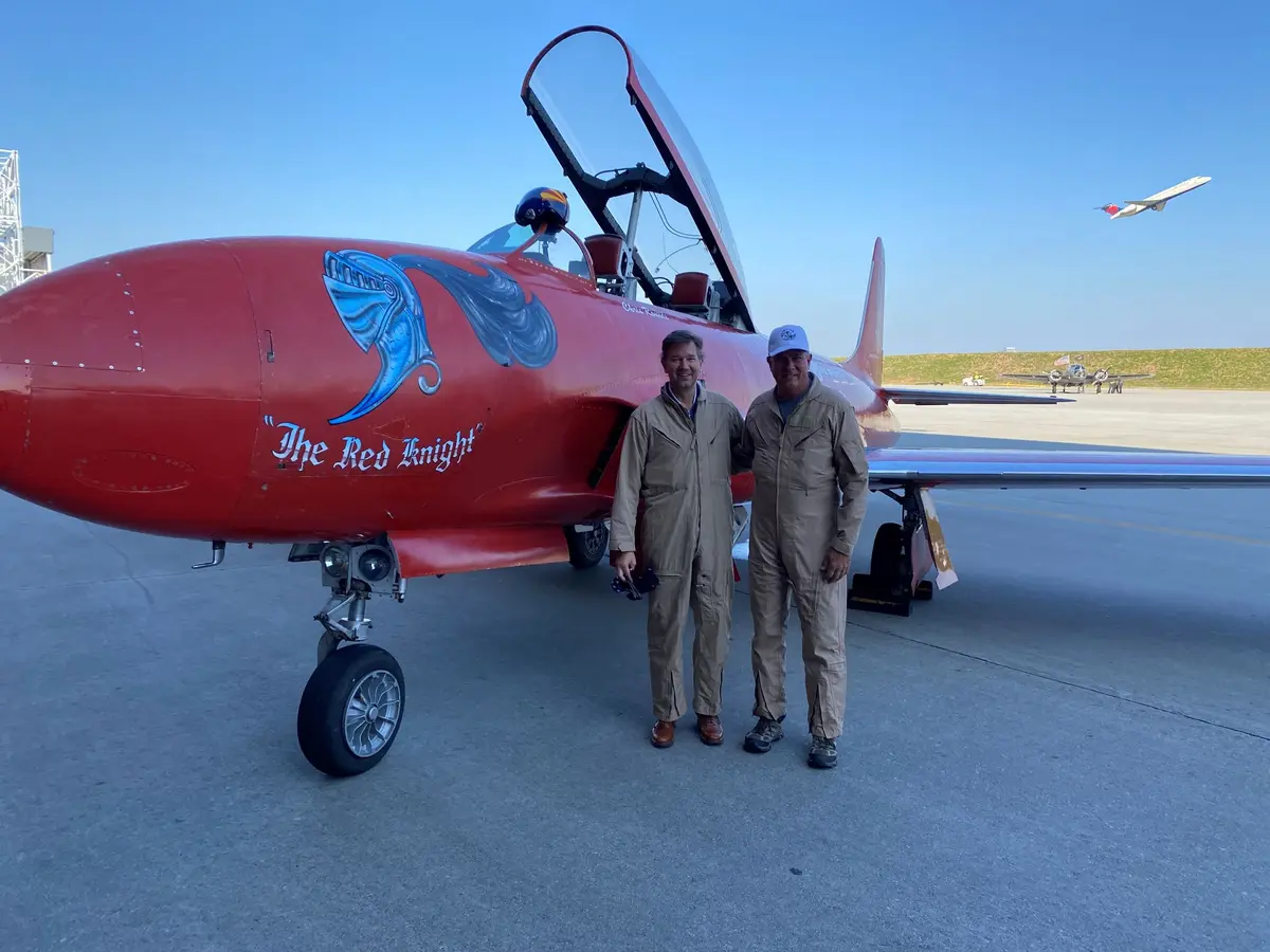 Don Mitacek, S.V.P. of Delta TechOps and the President of the Delta Technical Services Group, and pilot Chris Rounds.