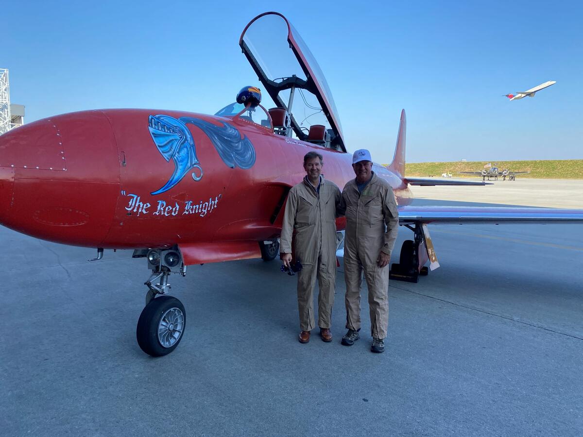 Don Mitacek, S.V.P. of Delta TechOps and the President of the Delta Technical Services Group, and pilot Chris Rounds.