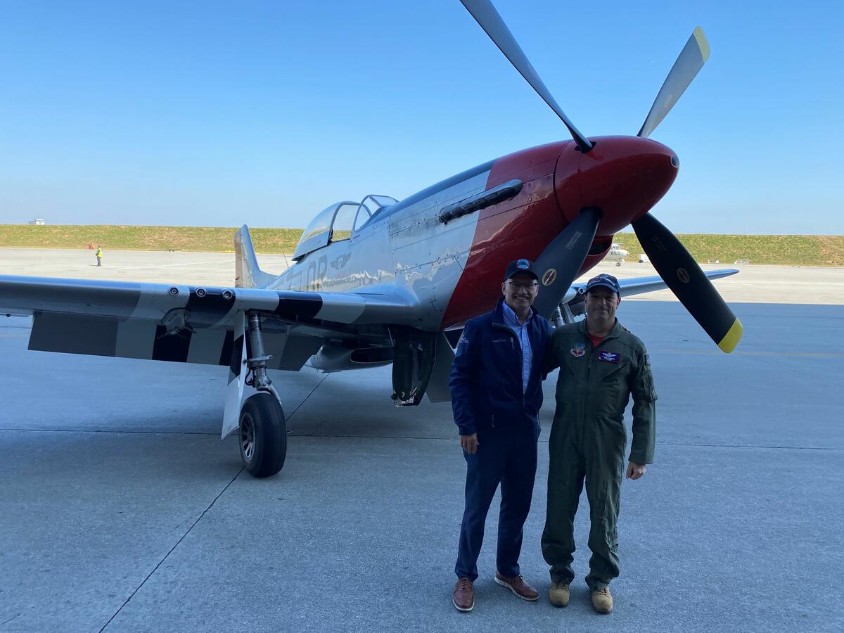 Jerry Allen and retired Col. John Currenti, Delta First Officer, pose on Nov. 4, 2022, at the annual veterans celebration.