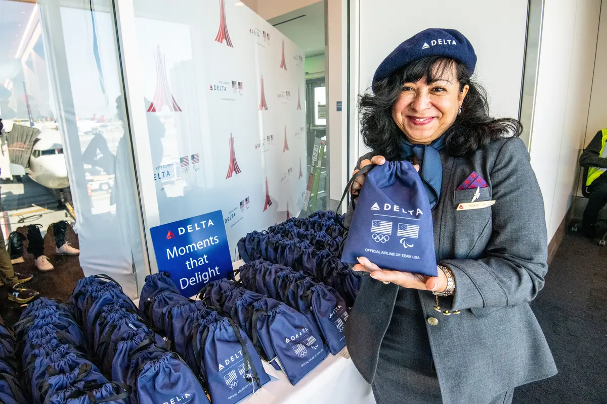 Delta people, customers and friends celebrate the departure of Delta Flight 290 from Los Angeles International Airport (LAX) to Paris Charles de Gaulle Airport (CDG).