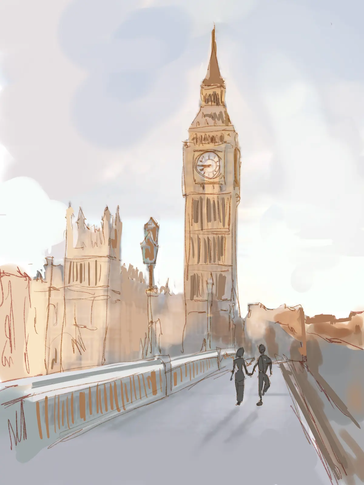 A sketch of London done as part of Delta's Inspired Journeys digital art installation.