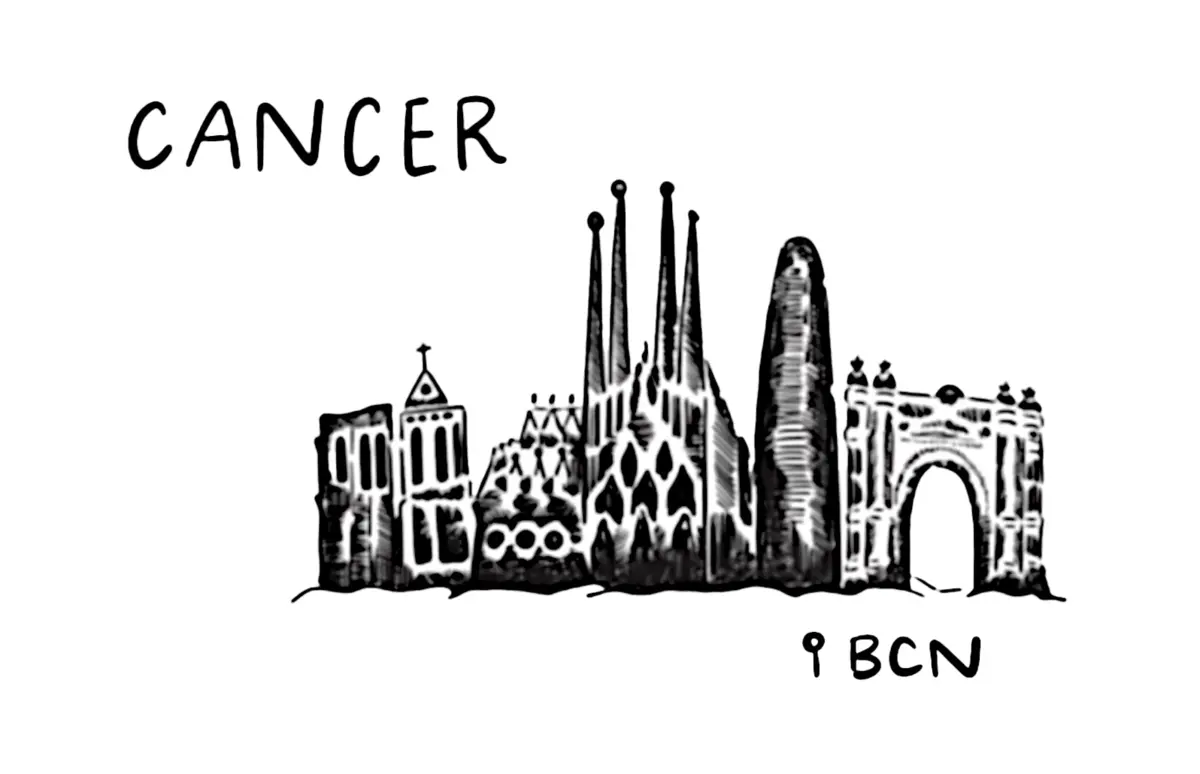 Sketch depicting scene from Barcelona, Spain