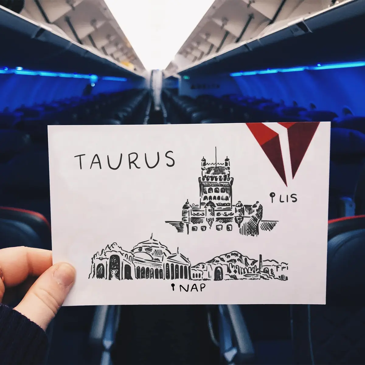 Rendering of the astrological sign of Taurus, drawn on a card