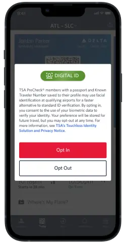 A screen showing the message customers will receive on their iPhone if eligible for Delta Digital ID.