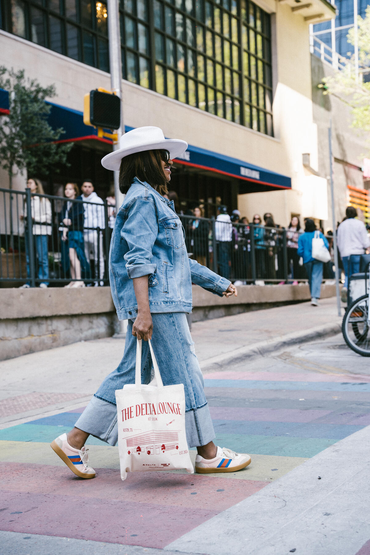 Delta Air Lines' presence at SXSW transcended the stage and made its way to the streets of Austin through exclusive swag. SkyMiles members had the opportunity to pick up limited-edition Delta x SXSW merch, like this one, in the Gifting Salon at the Delta Lounge. 