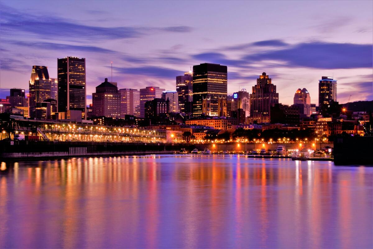 A scenic shot of Parc de la Cité-du-Havre, Montreal, Canada at sunrise